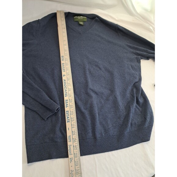 Lot (3) Eddie Bauer Mens V Neck Sweaters Blue Gray XL Tall Pullover Knit Preppy - Picture 15 of 16
